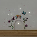 Elfentür Feentür Wichteltür Koboldtür mit Wandtattoo Wandaufkleber Wandsticker Aufkleber Sticker kleine Elfe Fee mit Blumen Schmetterling und Punkten elves door fairy door pixie door imp door gnome door with wall decal sticker little elf fairy with flower