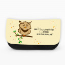 Federtasche Kosmetiktasche Eule Eulen auf Ast Zweig mit Spruch f048 Pencil case cosmetic bag owl on branch with saying f048