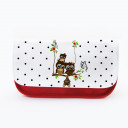 Federtasche Kosmetiktasche Eule auf Schaukel mit Punkten f070 Pencil case cosmetic bag Owl on swing with butterfly f070