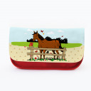 Federtasche Kosmetiktasche Pferd mit Schmetterlingen und Wiese f074 Pencil case cosmetic bag horse with butterflies and meadow f074