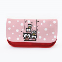 Federtasche Kosmetiktasche Eulen auf Schaukel mit Punkten und Schmetterlingen f079 Pencil case cosmetic bag owls on swing with dots and butterflies f079