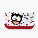 Federtasche Kosmetiktasche Eule mit Punkten und Federn f081 Pencil case cosmetic bag owl with dots and feathers 081