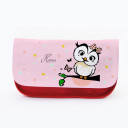 Federtasche Kosmetiktasche Eule auf Ast mit Punkten und Wunschnamen f082 Pencil case cosmetic owl on branch with desired names 082