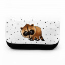 Federtasche Kosmetiktasche Waschbär mit Punkten pencil case cosmetic bag raccoon with dots f090