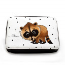 Gefüllte Federtasche Waschbär mit Punkten und Wunschnamen filled pencil case raccoon with dots and desired name fm069