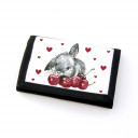 Portemonnaie Geldbörse Brieftasche Häschen mit Kirschen und Herzen gf20 Wallet purse billfold bunny with cherries and hearts gf20