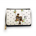 Hauptbild Portemonnaie Geldbörse Eulen auf Schaukel mit Schmetterling und Blüten wallet purse with owls on swing with butterflies and blossoms gk048