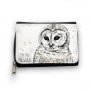 Hauptbild Portemonnaie Geldbörse Schneeeule mit Punkten Schneeflocken und Spruch Lieblingsmensch wallet purse snow owl with dots snowflakes and saying favourite person gk059