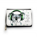 Hauptbild Portemonnaie Geldbörse Koala Bär mit Kopfhörer und Spruch Musik wäscht die Seele vom Staub des Alltags frei wallet purse koala bear with headphones and saying music washes the soul free from the dust of everyday life gk060