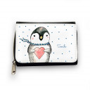 Geldbörse Pinguin smile mit Herz Schal und Punkten Wallet penguin smile with heart scarf and dots gk085