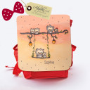 Hauptbild Rucksack Kinderrucksack Kindergartentasche Kindertasche Tasche Eulen auf Schaukel „Sommerabend“ mit Punkten und Wunschname kids backpack kindergarden bag child bag owls on swing „summer's eve“ with dots and desired name kgn