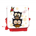 Hauptbild Rucksack Kinderrucksack Kindergartentasche Kindertasche Tasche Eulchen mit Schmetterling beigen Punkten und Wunschnamen in weiß kids backpack kindergarden bag child bag owls with butterfly beige dots and desired name in white kgn031