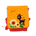 Hauptbild Rucksack Kinderrucksack Kindergartentasche Kindertasche Tasche Reh Rehkitz mit Blumen Punkten Schmetterlingen und Wunschnamen in orange kids backpack kindergarden bag child bag deer fawn with flowers dots butterflies and desired name in orange k