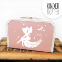 Kinderkoffer Koffer Elfe Fee mit Federn Sternen und Wunschnamen rosa children suitcase elf fairy feathers stars with desired name rose kos3c