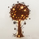 Detailbild Schlummerlampe Nachtlampe Kinderlampe Wandlampe Eulen Eulchen mit Zauberbaum wall lamp snooze light nightlight chidren lamp owls with magic tree M932