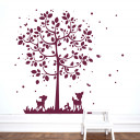 Wandtattoo Wandsticker Baum mit Reh Hasen Vögel Schmetterlinge und Punkte Wall decal tree with deer rabbits birds butterflies and dots M2126_2.jpg