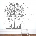 Wandtattoo Wandsticker Baum mit Reh Hasen Vögel Schmetterlinge und Punkte Wall decal tree with deer rabbits birds butterflies and dots M2126_1.jpg