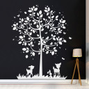 Wandtattoo Wandsticker Baum mit Reh Hasen Vögel Schmetterlinge und Punkte Wall decal tree with deer rabbits birds butterflies and dots M2126_5.jpg