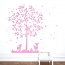 Wandtattoo Wandsticker Baum mit Reh Hasen Vögel Schmetterlinge und Punkte Wall decal tree with deer rabbits birds butterflies and dots M2126_H.jpg