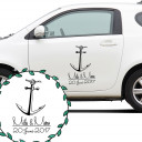 Autoaufkleber Autotattoo Hochzeit Maritim mit Anker Namen und Datum Car sticker car tattoo wedding with anchor desired names and wedding date M2138_H.jpg