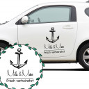 Autoaufkleber Autotattoo Hochzeit Trauung Vermählung Maritim mit Anker Namen und Spruch frisch verheiratet Car sticker car tattoo wedding with anchor desired name and quote saying just married M2141_H.jpg