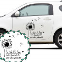 Autoaufkleber Autotattoo Hochzeit Trauung Vermählung mit Pusteblume Namen Datum und Spruch Wir haben geheiratet Car sticker car tattoo wedding with dandelion desired name wedding date and quote just married M2143_H.jpg