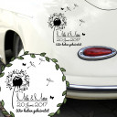 Autoaufkleber Autotattoo Hochzeit Trauung Vermählung mit Pusteblume Namen Datum und Spruch Wir haben geheiratet Car sticker car tattoo wedding with dandelion desired name wedding date and quote just married M2143_1.jpg