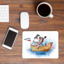 Mousepad Mouse Pad maritime Mausunterlage Hund Käptn Dogge im Boot mit Spruch Küstenkind Seehund mousepad mouse pad dog captain mastiff in boat sea dog with quote saying coastal child maritime mp05