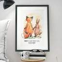 A3 Print Illustration Poster Hase und Fuchs mit Spruch Liebe muss nicht perfekt sein… sondern echt A3 Print illustration poster rabbit and fox with qoute love don't have to be perfect... but real p10