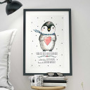 A3 Print Illustration Poster Pinguin mit Punkten und Spruch verlass dich auf dein Herz A3 Print illustration poster pinguin with dots and qoute saying count on your heart… p15