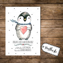 A6 Postkarte Karte Pinguin mit Herz und Spruch verlass dich auf dein Herz es hat schon geschlagen bevor du geboren wurdest A6 Postcard card print penguin with heart and quote saying rely on your heart it has already been beaten before you were born pk09