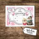 A6 Geschenkkarte Postkarte Gutschein zum Geburtstag mit Waschbär Kuchen und Luftballons A6 voucher postcard for birthday with raccoon cake and balloons pink pk095.jpg