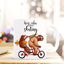 Tasse Becher Kaffeetasse Kaffeebecher Kindertasse Kinderbecher Faultier Faultiere auf Fahrrad mit Skateboards Longboards und Spruch Zitat Sprichwort keep calm and go skating cup mug coffee cup coffee mug children cup children mug sloth cup sloths on bike 