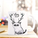 Tasse Becher Kaffeetasse Kaffeebecher Kindertasse Kinderbecher Katzentasse grumpy cat Katze mit Geweih und Spruch Sprichwort Zitat stay wild cup mug children cup children mug coffee cup coffee mug cat mug grumpy cat with antlers and quote saying stay wild