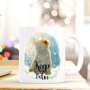 Tasse Becher Kaffeetasse Kaffeebecher Kindertasse Kinderbecher Katze Katzentasse mit Schneeflocken und Spruch Keep calm... and believe in magic cup mug coffee cup coffee children cup children mug cat mug cat cup with snowflakes and quote saying keep calm.