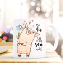 Tasse Becher Kindertasse Kinderbecher Kaffeetasse Kaffeebecher Schweinetasse Schwein Schweinchen mit Blume und Spruch Sprichwort Zitat Bei dir fühl ich mich sauwohl cup mug children mug children cup coffee mug coffee cup little pig with flower and quote s