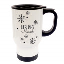 Tasse Becher Thermotasse Thermobecher Thermostasse Thermosbecher Lieblingsmensch mit Punkten und Schneeflocken cup mug thermo mug thermo cup favourite person with dots and snowflakes tb012