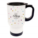 Thermobecher Thermotasse Thermosbecher Thermostasse Becher Tasse bunte Punkte Konfetti mit Spruch Du bist mein Lieblingsgedanke thermo cup thermo mug thermal cup thermal mug colorful dots confetti with saying you are my favourite thought tb054