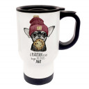 Thermobecher Thermotasse Thermosbecher Thermostasse Becher Tasse Hund mit Cookie Keks und Spruch a Plätzchen a day... thermo cup thermo mug thermal cup thermal mug dog with cookie biscuit and saying a Plätzchen a day... tb057