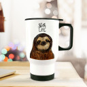 Thermobecher Thermotasse Thermosflasche mit Faultier und Spruch sloth life thermo cup thermal mug cup mug sloth with quote saying sloth life tb063_H