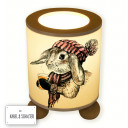 Hauptbild Tischlampe Hase Kaninchen im Winter mit Tee Wunschname table lamp rabbit bunny in winter with tea desired name