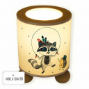 Tischlampe Nachttischlampe Leselampe Schlummerlampe Lampe Boho Waschbär Indianer mit Igel und Punkte table lamp snooze light reading lamp boho raccoon indian with hedgehog and dots tl058