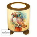 Tischlampe Nachttischlampe Leselampe Schlummerlampe Lampe Eule auf Stamm mit Brille Aquarell table lamp reading lamp snooze light owl on branch with goggles water color tl065