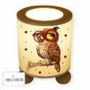 Tischlampe Nachttischlampe Leselampe Schlummerlampe Lampe Eulchen auf Zweig Eule auf Ast mit Brille und Punkten table lamp reading light snooze lamp owl on branch little owl on twig with glasses and dots tl066