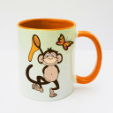 Tasse Affe Äffchen mit Fangnetz und Schmetterling cup monkey with fishing net and butterfly ts131b