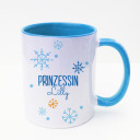 Tasse Becher Kaffeetasse Kaffeebecher Kindertasse Kinderbecher Prinzessin Lilly mit Schneeflocken Schneekristalle und Wunschname in blau cup mug kids cup kids mug coffee cup coffee mug saying princess Lilly with snowflakes snow crystals and desired name i