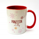 Tasse Becher Kaffeetasse Kaffeebecher Kindertasse Kinderbecher Prinzessin Lilly mit Schneeflocken Schneekristalle und Wunschname in rot cup mug kids cup kids mug coffee cup coffee mug saying princess Lilly with snowflakes snow crystals and desired name in