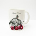 Tasse Häschen Kaninchen mit Kirschen und Wunschnamen Cup rabbit bunny with cherries and custom name ts228