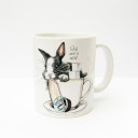 Hauptbild Tasse Häschen Kaninchen im Kaffeebecher mit Zucker Sahne und Spruch "Ich war's nicht" Cup rabbit bunny in coffee cup with sugar coffee cream and saying "it wasn't me" ts232