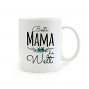 Tasse Muttertag mit Blumen und Spruch Beste Mama der Welt cup mother's day with flowers and saying best mom of the world ts266